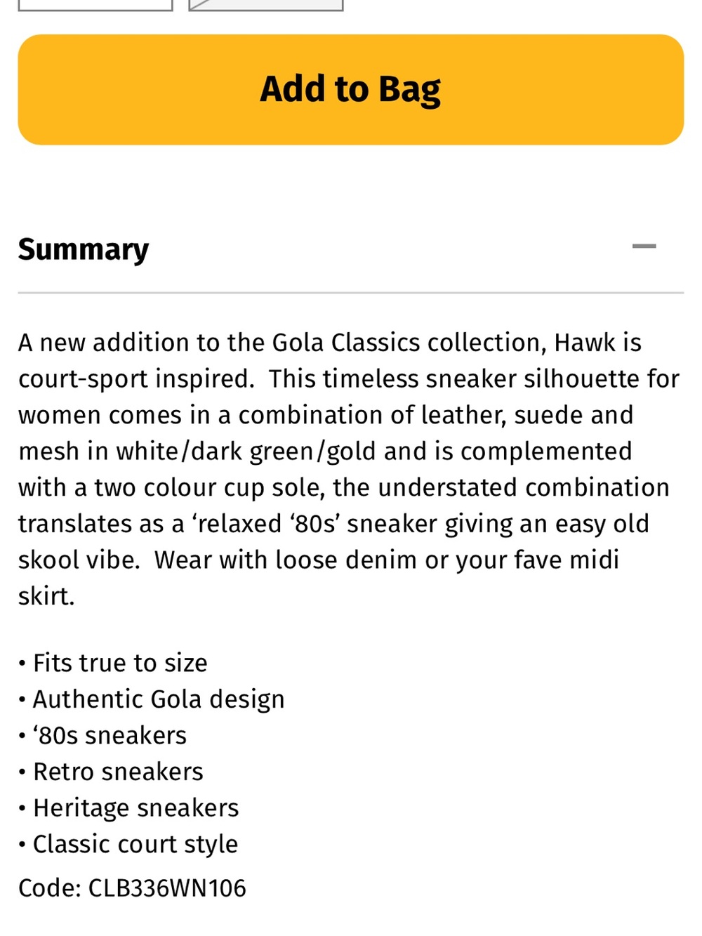 Gola Hawk Women’s Casual
Sneakers White/ Dark Green/ Gold Relaxed 80’s 7US, 24CM - Picture 13 of 13